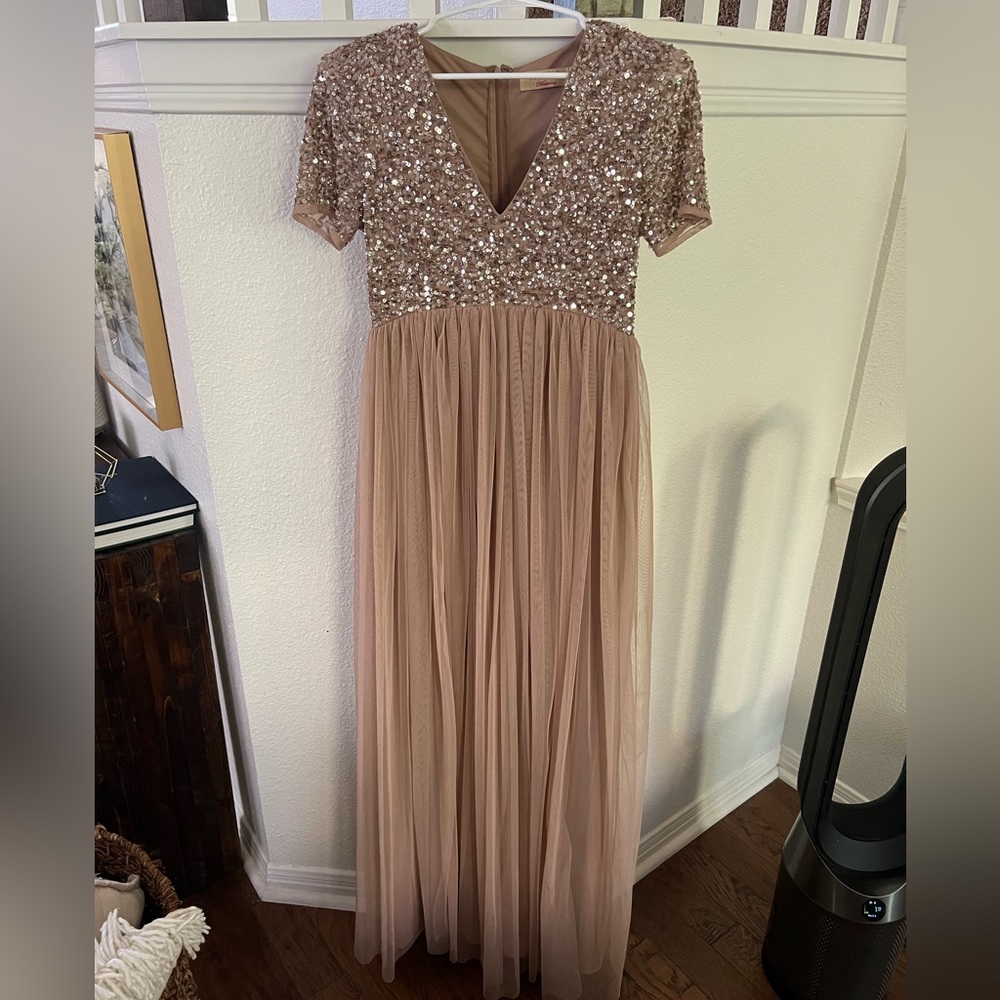 ASOS Maya Maternity sequin short sleeve maxi tulle dress